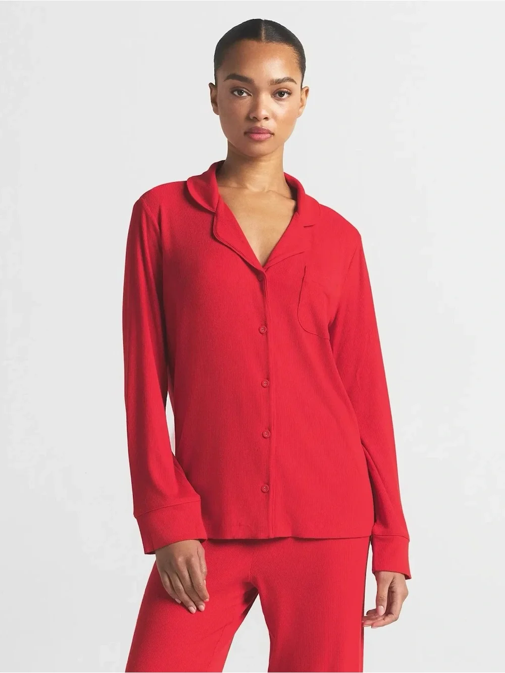 SKIMS red matching PJ set